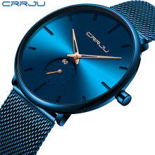 2019 CRRJU 2150 Blue New Simple Design Waterproof Mesh Men Watches Top Brand luxury Quartz Watch relogio masculino